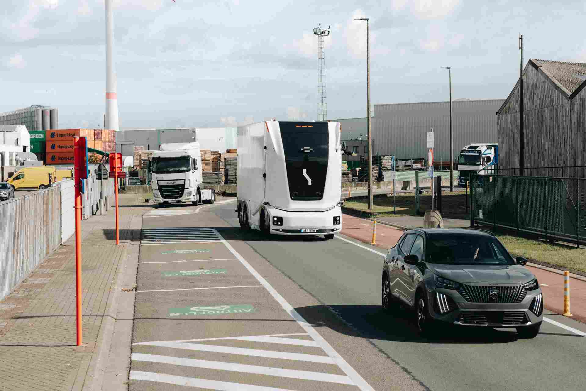 Einride autonomous truck on the road in Belgium